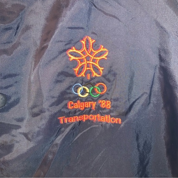 Vintage Olympics '88 Blue Windbreaker Lightweight Water-Resistant Jacket M - Picture 4 of 10